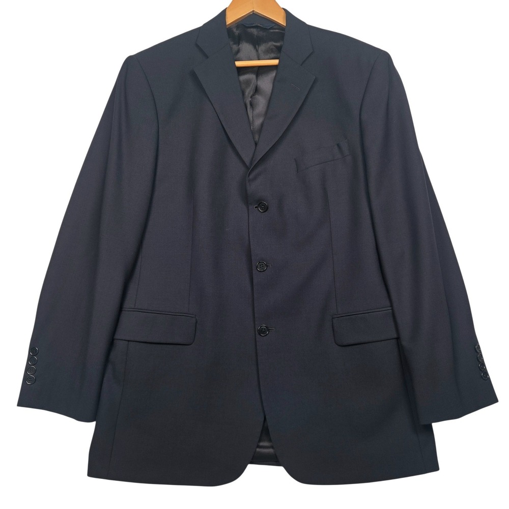Brooks Brothers 346 Blazer Mens 43L Navy Blue Wool Stretch 3-Button Sport Coat